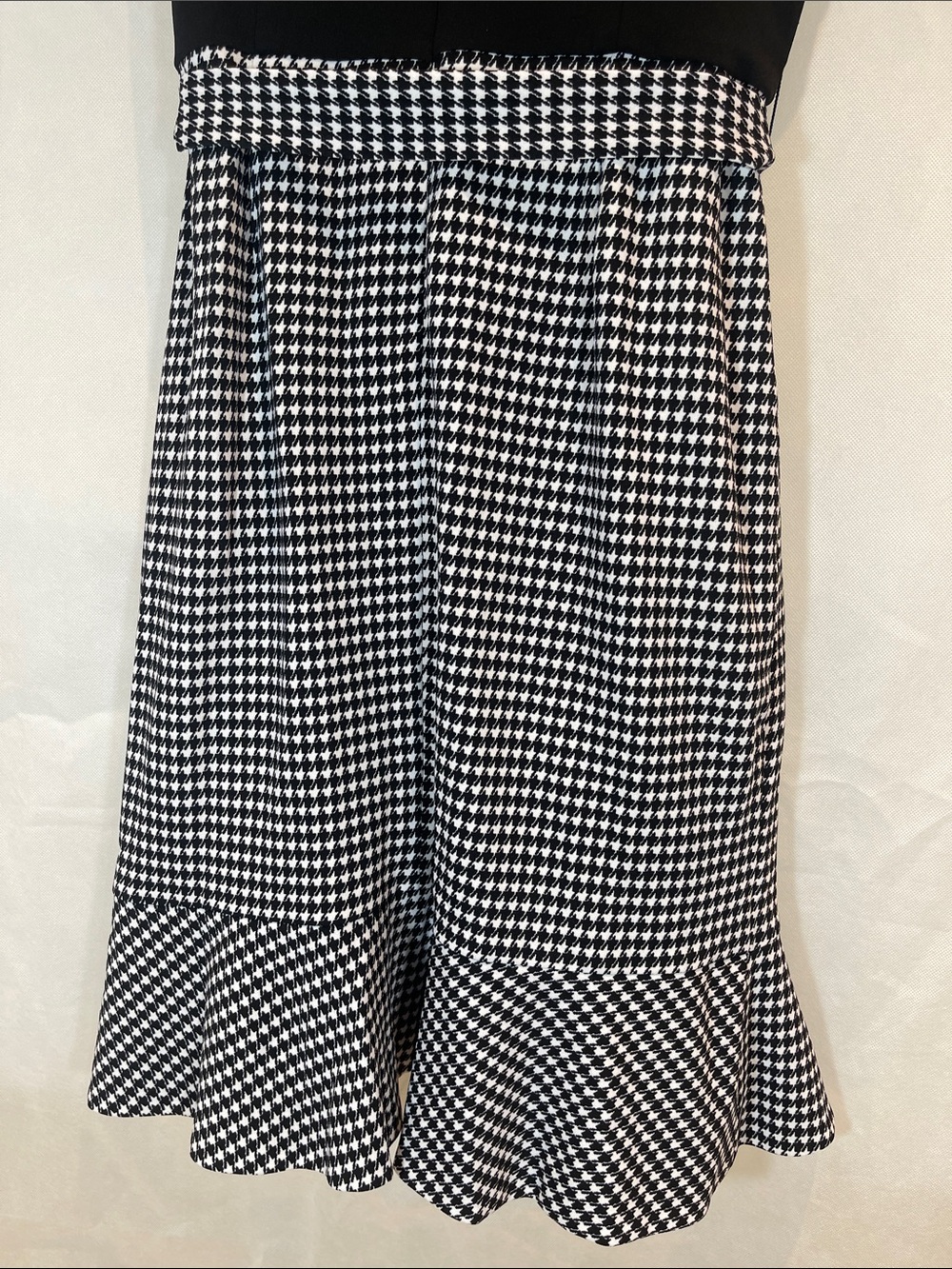 SHELBY & PALMER = Black Top with Black-and-White Houndstooth Midi Dress , Size12 - Picture 8 of 16